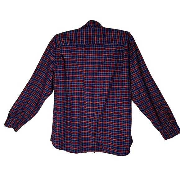 Gap Men's XXL  Blue/Red Plaid Long Sleeve Button-Up Shirt Standard Fit Stretch - Picture 3 of 8